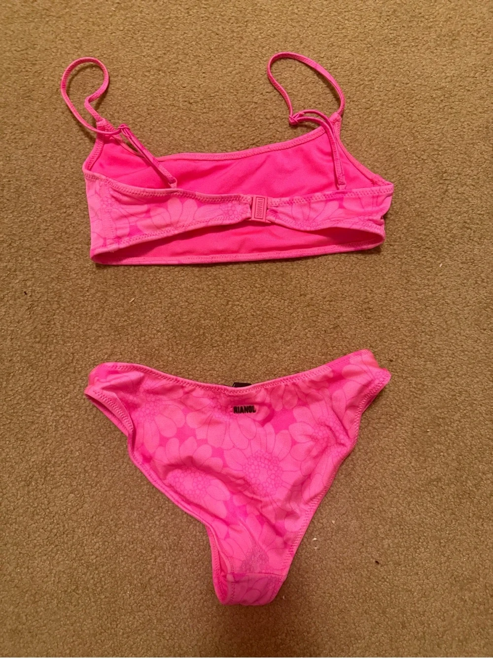 triangl swimwear Neon Pink Floral Bikini Set